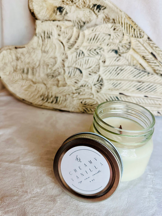 Creamy Vanilla | Soy Wax Candle | Wooden Wick